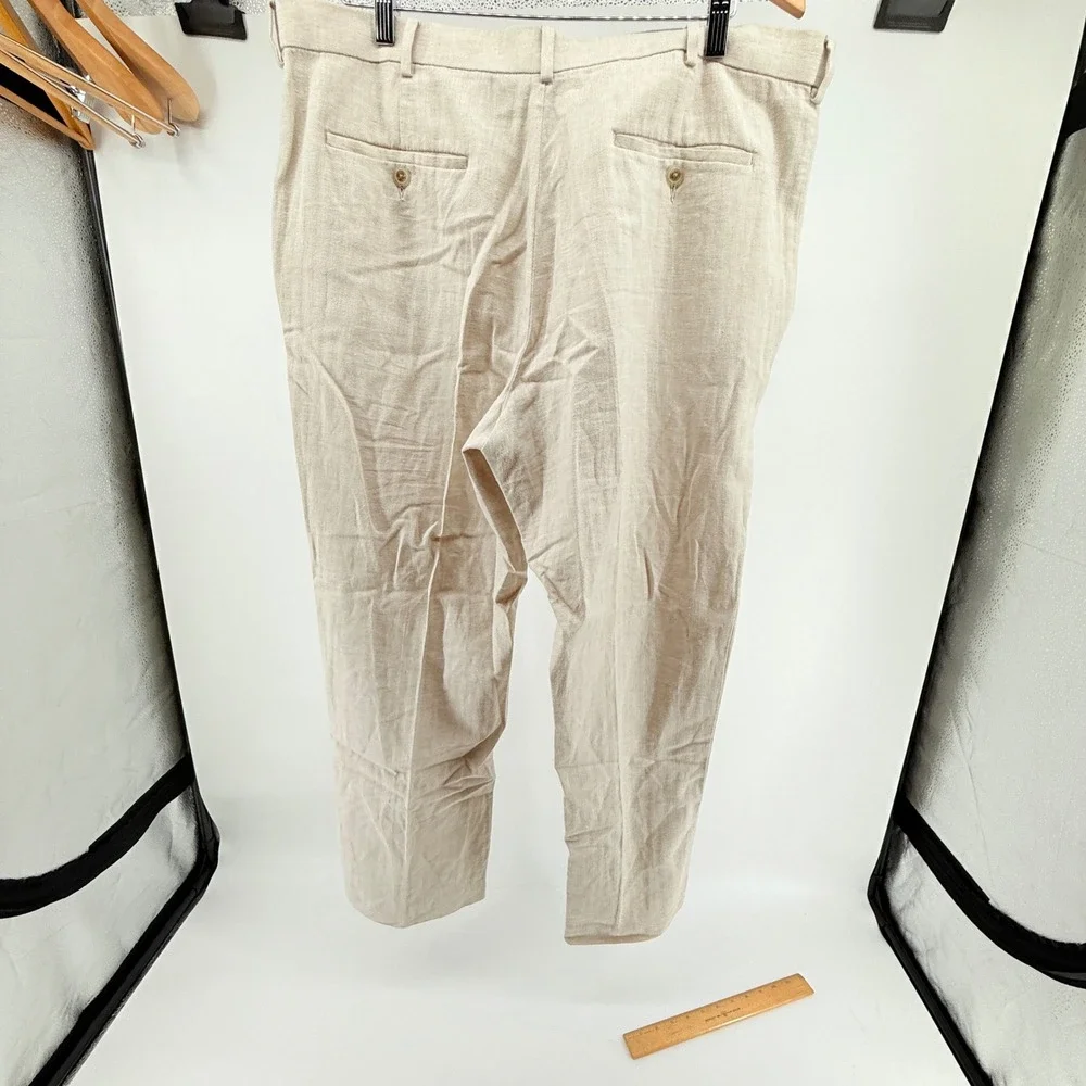 Perry Ellis Linen‎ Blend Flat Front Dress Pants Size 38/30 super soft!